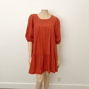 [Anthropologie] Saturday Sunday Burnt Orange Sandrah Tunic Mini Dress Flowy XS
